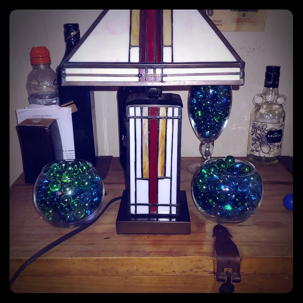 Tiffany  15" antique Mission Table Lamp 85 OBO